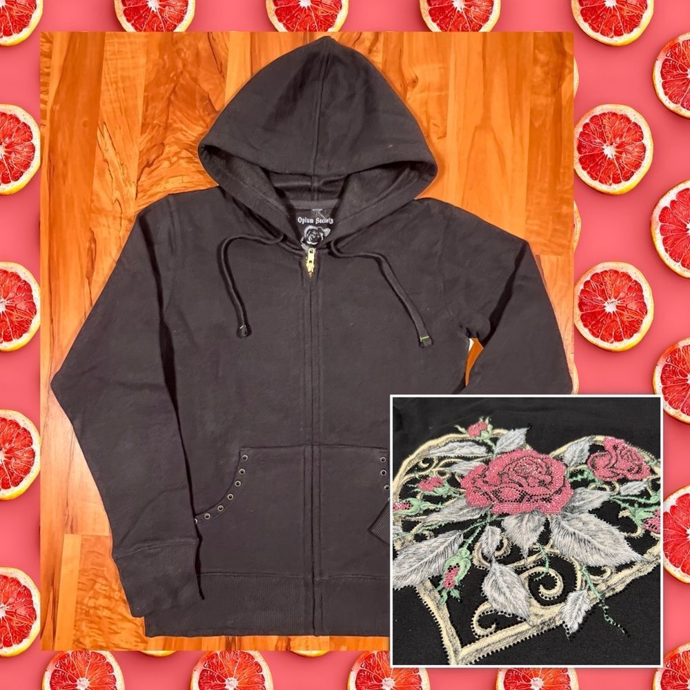 Y2K full zip hoodie ❤️‍🔥 NWT ❤️‍🔥 Opium Society ❤️‍🔥 Crystal detail ❤️‍🔥